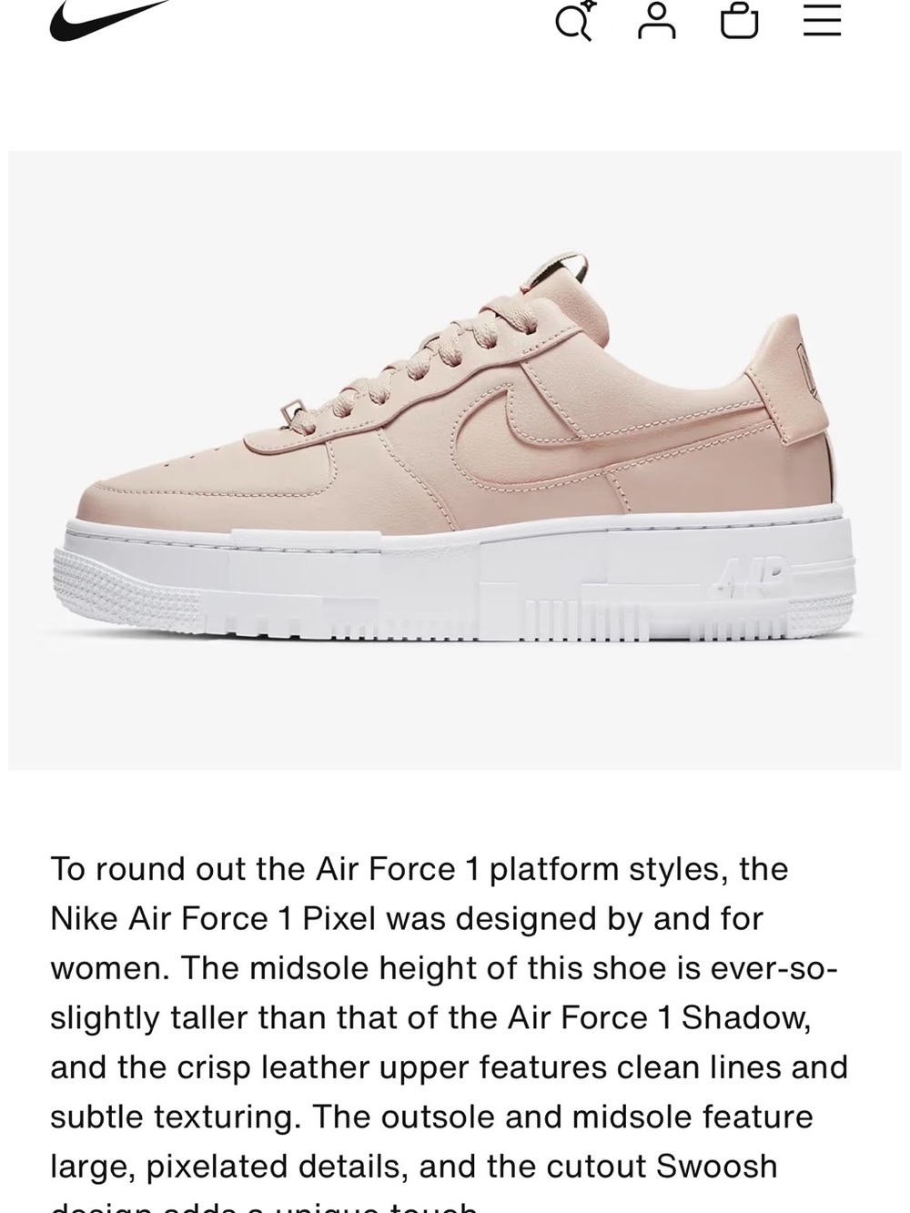 Nike Women’s Air Force 1 Pixel Low Top Sneakers - Blush Pink/White